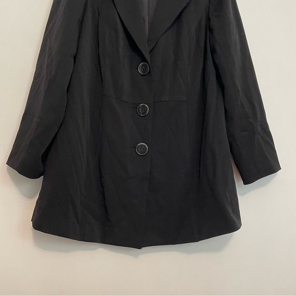 LANE BRYANT Plus Size Solid Black Three Button Long Duster Work Blazer or Jacket - Picture 3 of 14